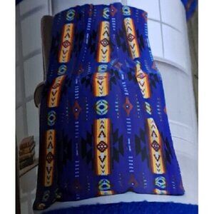 New Royal Blue 50x60 Southwest Aztec Fleece Throw Gift Blanket Reversible Native